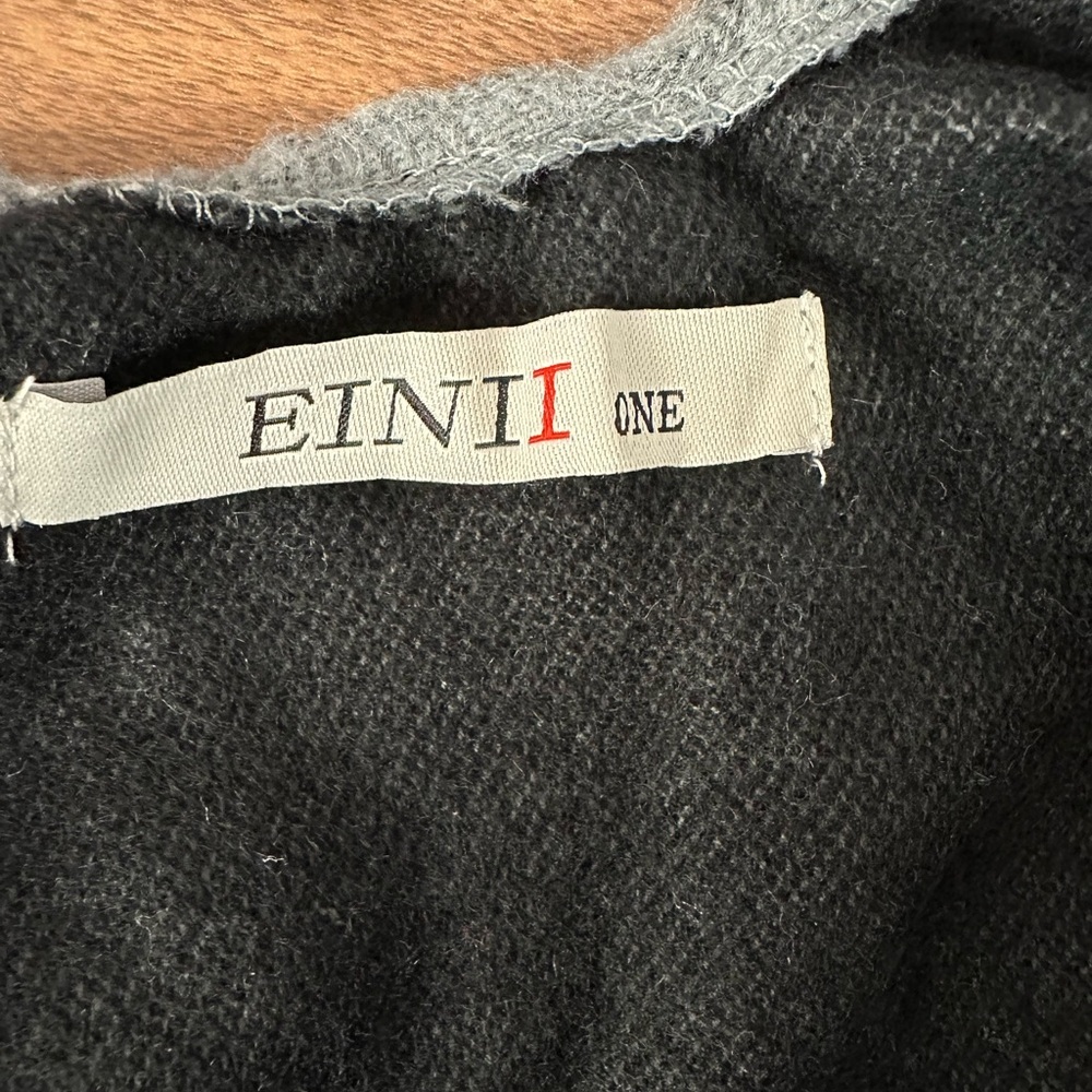 EINII Stylish Black and Gray Striped Poncho - Picture 2 of 9